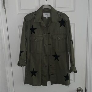 Pistola Olive Utility Jacket with Black Stars
